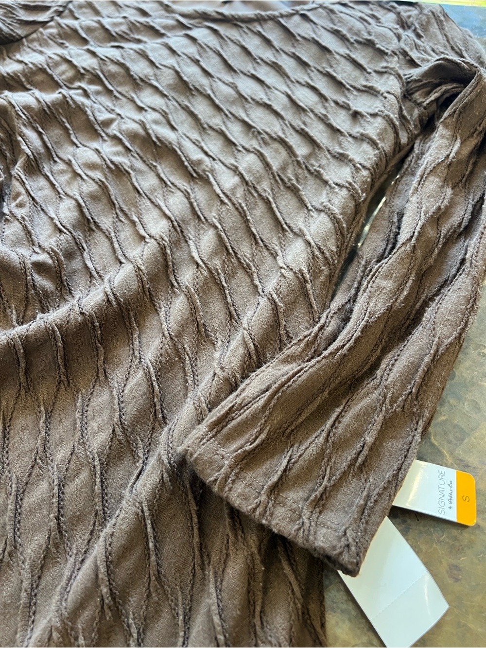 Signature Textured Asymmetrical Brown Dress - Robbie Bee NWT - Picture 9 of 10